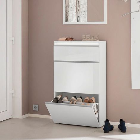 Zapatero 2 puertas ahorra espacio compartimento de solapa 60 cm 12 pares de zapatos Magic Bata M (1/5)