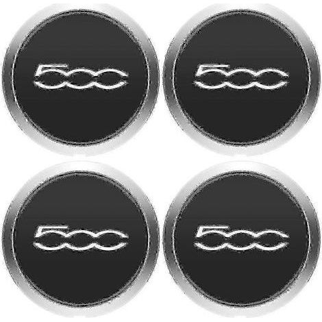 Lot de 4 enjoliveurs de 133 mm pour jantes Fiat 500, cache-moyeux centraux, références 68078419AC et 68078421AC, couleur argent, référence 51884863 (1/5)