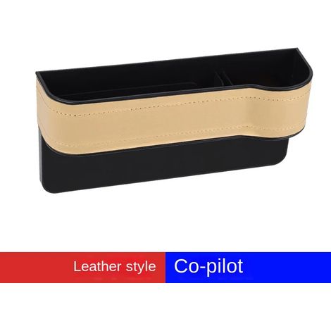 (A-Beige copilote) Organisateur latéral de siège avec porte-gobelet pour voiture, en cuir, multifonctionnel, combleur d'espace entre les sièges, boîte de rangement, poche de siège, rangement pratique (1/5)