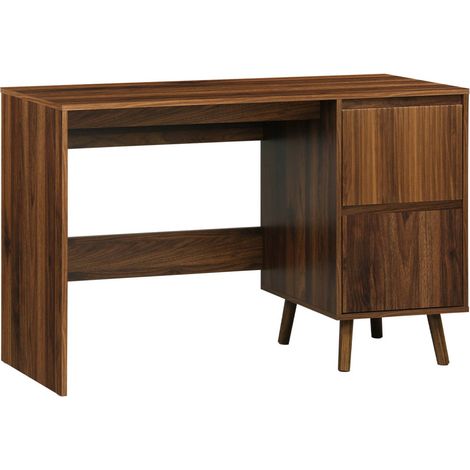 Wood decor two-drawer desk, Linear, Walnut, 120x48x75 cm