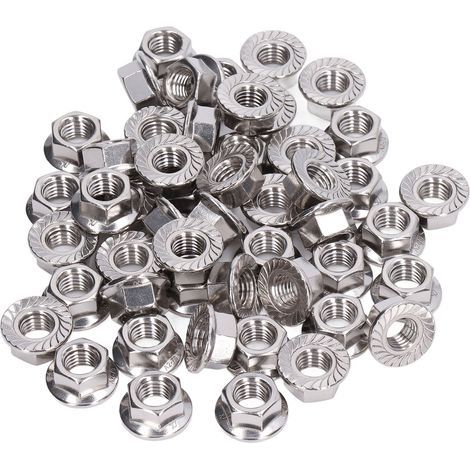 304 Stainless Steel Fastening Accessory Kit, 50 Pieces, Flange Nut, for Fastening, Maintenance M6 (1/5)