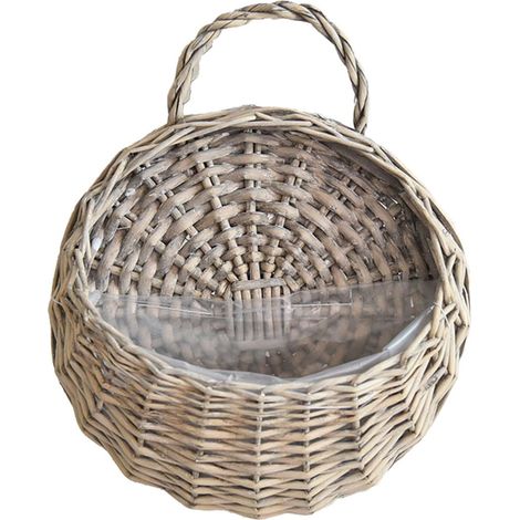 Panier à fleurs suspendu décoratif en rotin, jardinière rustique unique pour terrasse et porche (1/5)