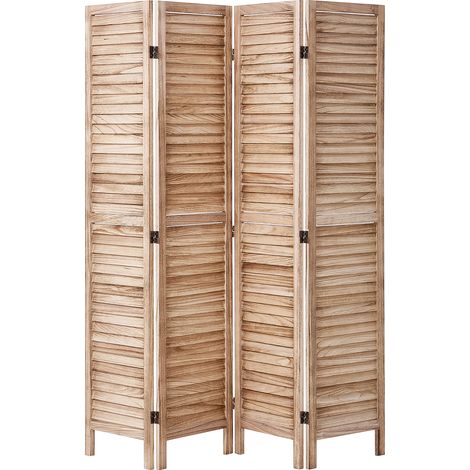Mophorn-Raumteiler aus Holz – 4 Paneele, 169 cm hoch, faltbarer Sichtschutz mit Lamellen für eine stilvolle Raumaufteilung zu Hause und im Büro