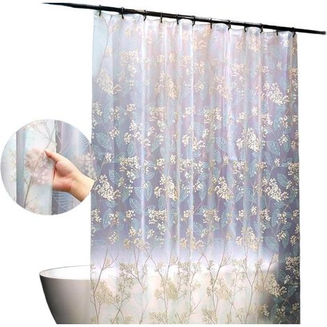 Cortina de ducha, 200 x 180 cm, Impermeable y resistente al moho, Con gancho, Fácil instalación, Gruesa y con peso, Acabado mate y translúcido (1/5)