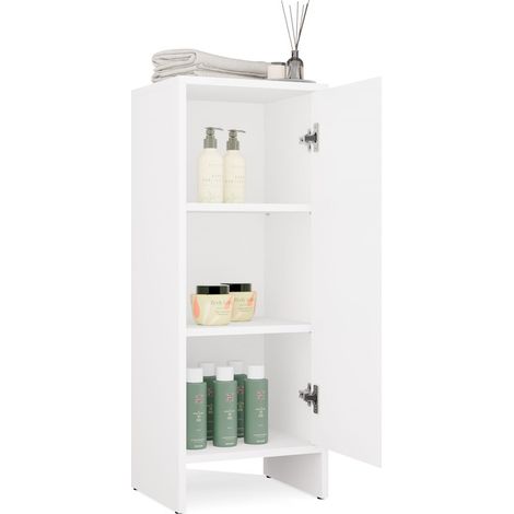 Nina 1D Badezimmerschrank, weiß, Säulenregal, 3 Regalböden, 1 Tür, für Badezimmer (1/5)