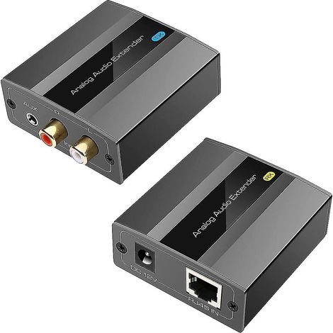 Extendeur audio analogique RCA 3,5 mm stéréo Ethernet câble unique Cat5E/6/7 convertisseur audio jusqu'à 500 m (1/5)