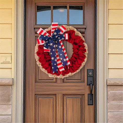 Couronne pour la fête de l'Indépendance, couronne patriotique, décorations pour le 4 juillet et le jour du Souvenir (1/4)
