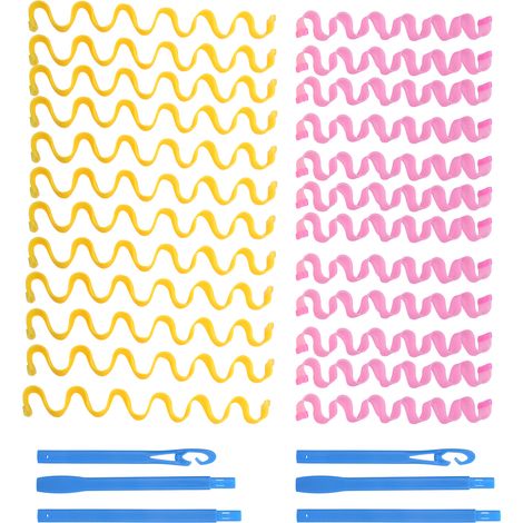 Rouleaux Bigoudis Chauffants Sans Chaleur pour Cheveux Femme, Tiges Ondulation Eau Boucleur Coiffure Kit Accessoires (1/5)