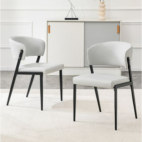 Set di 2 sedie da pranzo 51x49x78 cm in PU grigio chiaro, stabili per spazi piccoli – MEUBLIV (1/5)