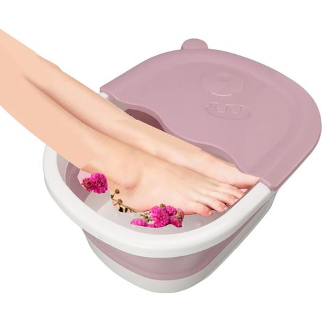 Waschbare Fußbadewanne für ein angenehmes Fußbad, aus robustem Kunststoff, groß, rosa, mit großem Stauraum (1/5)
