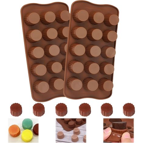 2 morceaux Silicone confectioneries, 15 formes latérales, convient pour le chocolat et la confection, 21 11 2 cm, couleur chocolat. (1/5)