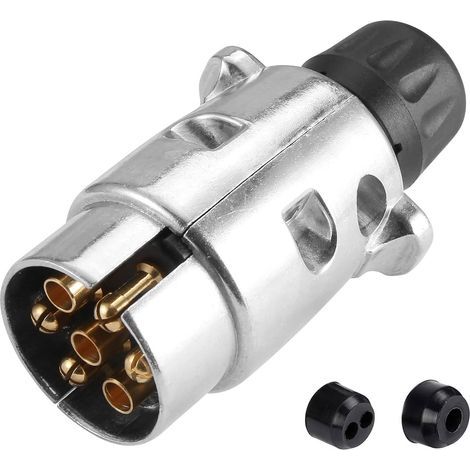 1 Prise Remorque 7 Broches,Connecteur Mâle 12V,Alliage Aluminium Étanche,Norme ISO1724,Pour Caravane Camion RV (1/5)