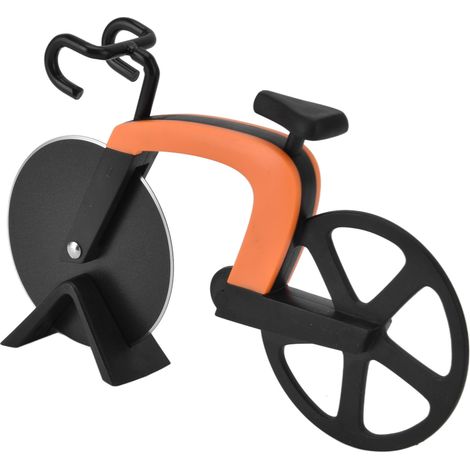 Fahrradförmiger Pizzaschneider aus Edelstahl, orange (1/5)