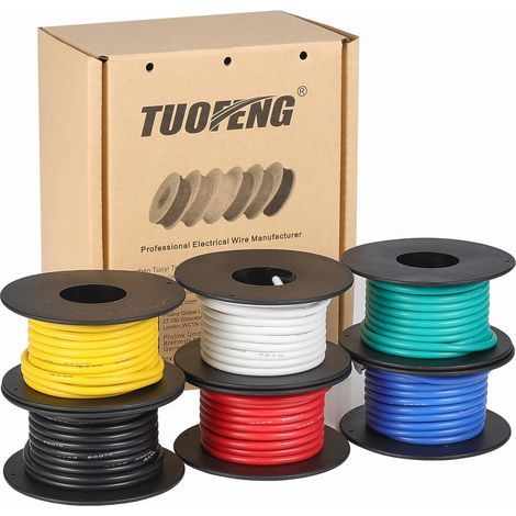 Spulen Elektrokabel, 16 AWG, verzinntes Kupfer, Silikonisolierung, 600 V, für Kfz- und Solaranwendungen (1/5)