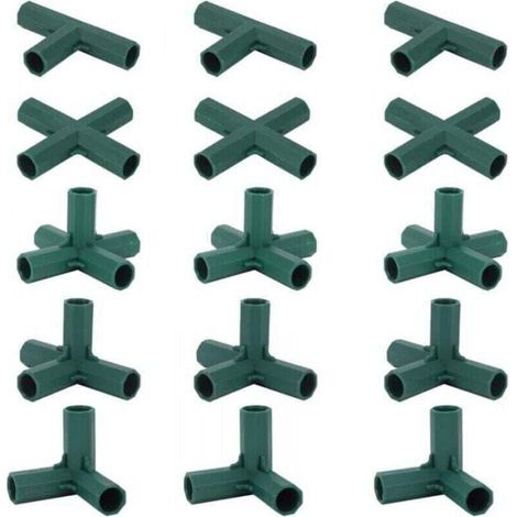 Lot de 15 Connecteurs De Cadre De Serre, Connecteurs d'angle pour Cadre De Jardin Tige d'hélice de 16 mm 5 Types de Support Stable Robuste pour Serre (1/4)