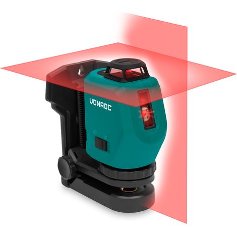 VONROC 360° Akku-Kreuzlinienlaser - Rot – 4V - 2600mAh - Selbstnivellierend – 20 Meter Reichweite - Inkl. Halterung, USB-C-Kabel & Werkzeugtasche (1/5)