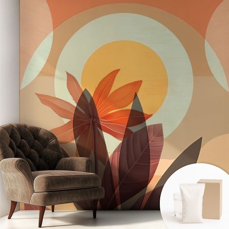 Fototapete - Tapete Vliestapete mit Kleber - Wandtapete Moderne Wandbild Schlafzimmer Wohnzimmer Blumenabstraktion 250x250 cm (1/5)