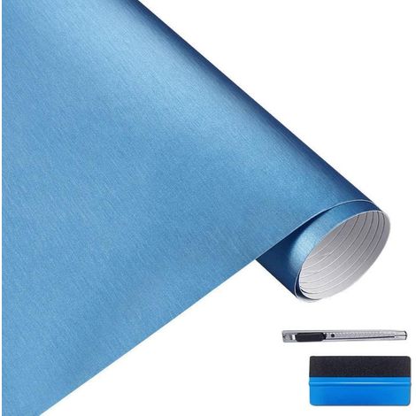 Gebürstete Edelstahl Metallic Vinyl Folie Hellblau 50x150cm Matt Chrom Auto Wrapping (1/5)