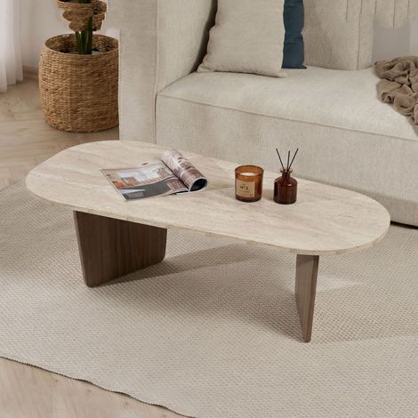 Couchtisch Dozza, rechteckig, Platte Holzwerkstoff, Beige, 130x65x40h cm, Nussbaum (1/5)