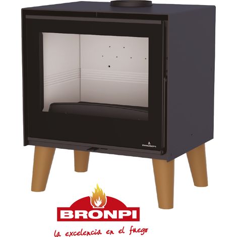 BRONPI - Estufa de leña Modelo Aurus con interior Firetek de 9,5 kW