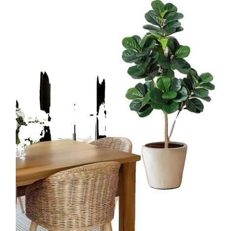 Albero di fico a foglia di violino artificiale, design realistico, nessuna manutenzione, 150 cm, bianco. (1/2)