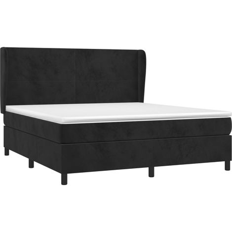 vidaXL Sommier à lattes de lit avec matelas Noir 180x200 cm Velours (1/5)