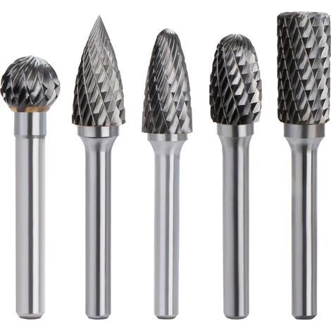 Fraise Rotative Carbure de Tungstène - Double Coupe - Tige 6mm - Tête 10mm - Outil Perceuse Ponceuse 5 Pièces (1/5)