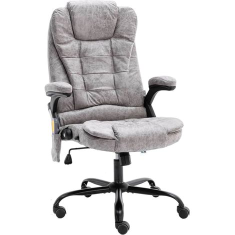 Chaise de bureau de massage Gris clair Cuir véritable (1/5)