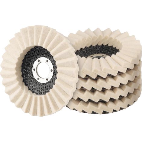 Lot de 5 Disques de Polissage 125 x 22,2 mm, Disques de Polissage en Feutre, Laine pour Meuleuse d’Angle, Feutre Brillant pour Ponçage et Polissage de Peinture, Acier Inoxydable (1/5)