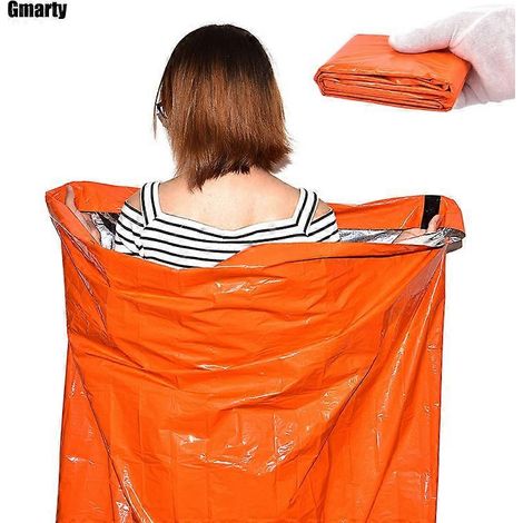 Sac de couchage d'urgence orange réfléchissant la chaleur, couverture de survie ultralégère pour l'extérieur, outils d'urgence pour la rétention de chaleur corporelle (1/5)