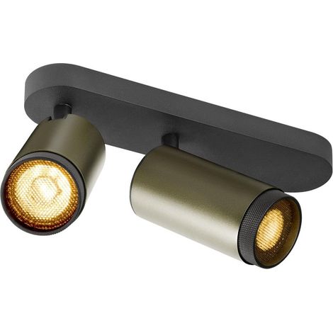 Plafonnier GRIP L cylindrique double 6W QPAR51 bronze/noir - SLV - 1009098