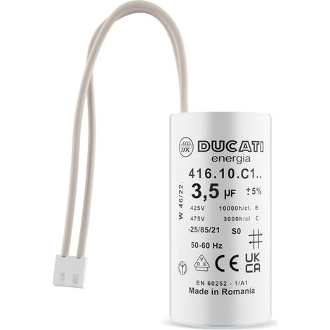 Ducati Energia – Condensateur 3,5 µF pour moteur de volet roulant Bubendorff – Tension 425V à 475V AC – Durée de vie 10 000 heures – Connecteurs sans vis
