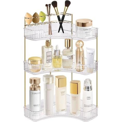 Bardusch-Organisateur de table à 3 niveaux réglables, transparent, décoration coiffeuse et rangement cosmétiques. (1/5)
