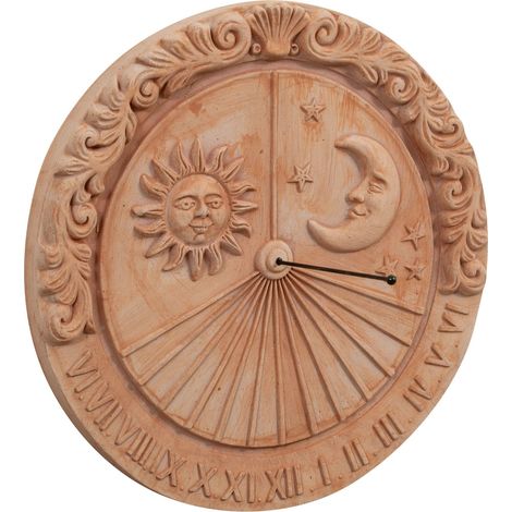 Terracotta wall sundial Solar sundial to hang Made in Italy handmade Garden decoration Anti-frost Solar clock