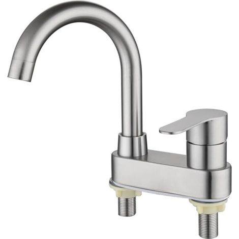 Einhebel-Waschtischarmatur mit zwei Löchern, Oberfläche in gebürstetem Nickel