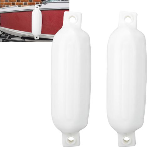 Pare-chocs gonflable pour bateau, en PVC léger et portable, avec corde noire, pour yachts et navires (blanc). (1/5)
