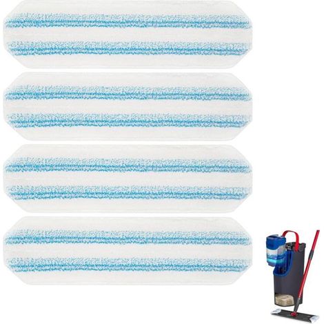 Lingettes microfibre balai plat - 4 pièces - Convient pour Vileda H2PrO, O-Cedar H2PrO, lavables Étiquette (1/5)