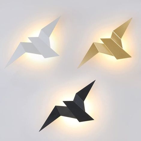 Creative Géométrie Forme D'oiseau 3000K 3W LED Applique Murale Moderne Salon Chambre Allée Luminaires Décoration De La Maison Montage en Surface Applique Maison Intérieur Applique Murale(Blanc) (1/4)