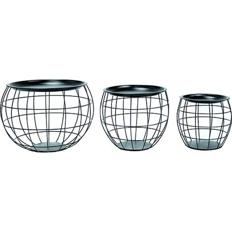 Ensemble de 3 tables d'appoint gigognes en métal effet boule (1/4)