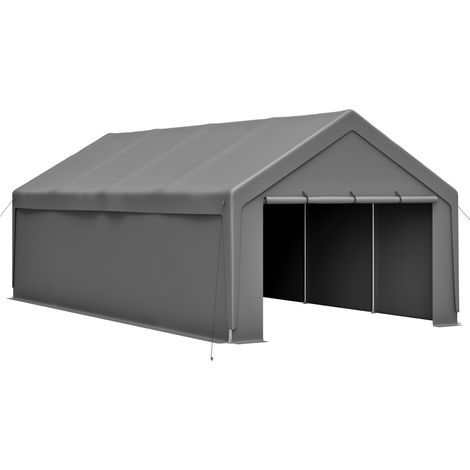 Carport 13 x 25 piedi grigio con struttura in acciaio zincato (1/5)
