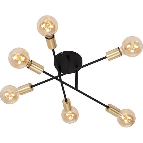 Lampada da soffitto Lampada da soffitto orientabile 6xE27 60W nero-dorato Briloner (1/5)