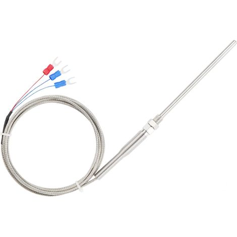 Sonde Pt100 - Capteur De Temperature A Resistance Platine - Filetage M8 - Plage 0 A 400 °C - Longueur De Fil 3 M - Pour Mesure Industrielle (1/5)