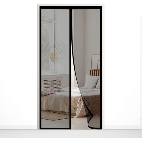 Moustiquaire Porte Fenetre Aimantée Magnetique, Rideaux Anti Mouches pour Porte, Rideaux Toile Insect Ecran, Moustiquaire Baie Vitree Coulissante, Magnétique Moustique Sans Perçage (90 x 210cm, noir) (1/5)