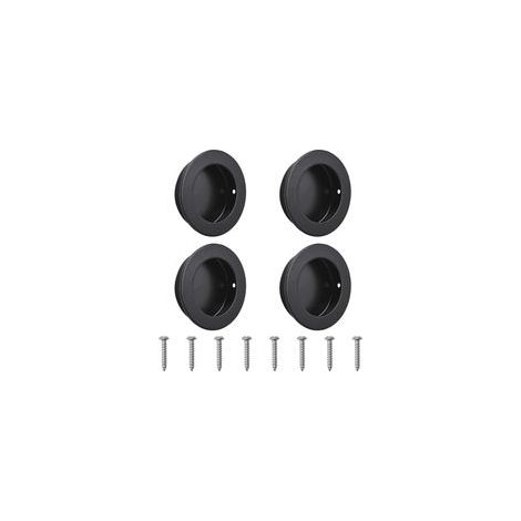 Lot de 4 Poignées de Porte de Grange 50mm, Acier Inoxydable Noir, Pour Portes Extérieures et Intérieures (1/5)