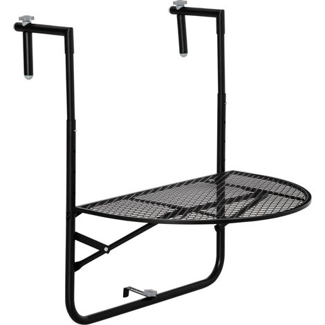 TAVOLO DA RINGHIERA PIEGHEVOLE E REGOLABILE IN METALLO, 60X60X57-72 CM, NERO (1/5)