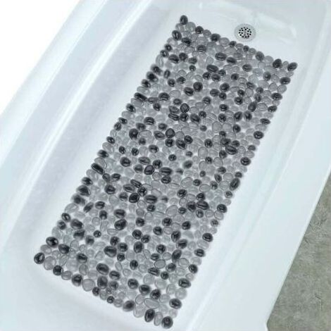 Motif Galets de rivière,Tapis de Bain Gris foncé Extra Long Effet Galets, idéal pour Les Pieds fatigués, Aide à prévenir Les glissades (1/3)