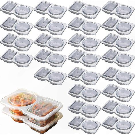 Unterteilte Saucenbox mit Deckeln, tragbarer 2-teiliger Spender für Saucen und Würzmittel, ideal für Picknicks, wasserdichte Aufbewahrung, handliche Größe. (1/5)