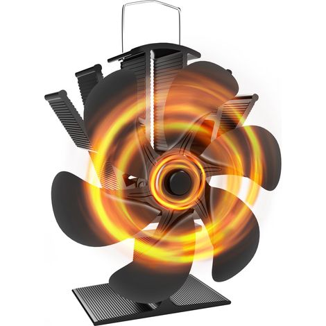 Ventilateur Poele à Bois 6 Pales Ventilateur Cheminée Alimenté à la Chaleur Protection Contre le Surchauffe pour Poêle à Bois Cheminée Gaz (1/5)