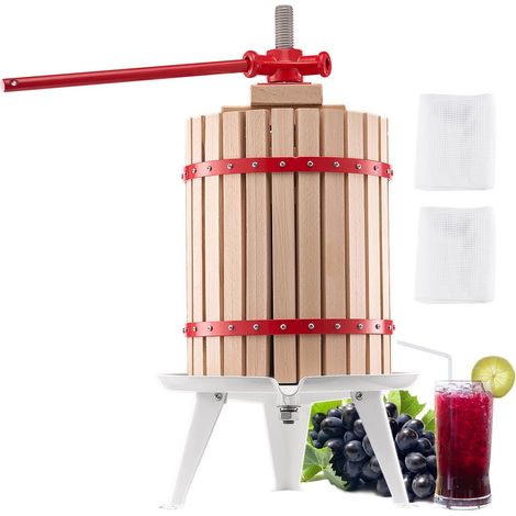 Pressoir à Fruits Manuel 18 L, Presse à Vin Panier en Bois Massif avec 8 Blocs, Extraction de Jus Efficace, Presse à Jus, Huile d'Olive, Raisin, Cidre de Pomme pour la Cuisine et la Maison (1/5)