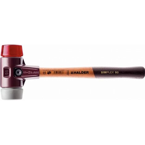 Maillet SIMPLEX TPE moyen / plastique avec botier en fonte malléable et manche en bois - D=40 mm - 3036.040 (1/2)